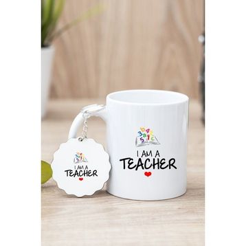 Hediyedukkani Öğretmen Kırmızı Kupa Bardak ve Bardak Altlığı