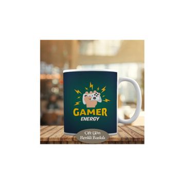 HEDIYELIK-0934 Gamer Energy -Oyun Enerjisi Baskılı Kupa Bardak