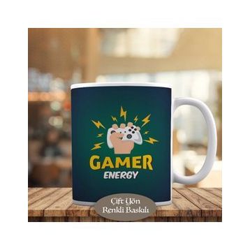 HEDIYELIK-0934 Gamer Energy -Oyun Enerjisi Baskılı Kupa Bardak