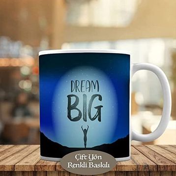 HEDIYELIK-10022 Dream Big İngilizce Yazılı Motivasyon Kupa Bardak