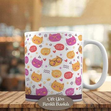 HEDIYELIK-551 Bilgili Gözlüklü Utangaz Kedicikler Cat Kupa Bardak