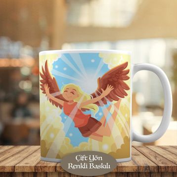 HEDIYELIK-551 Gökyüzünde Süzülen Kanatlı Özgür Kadın Kupa Bardak