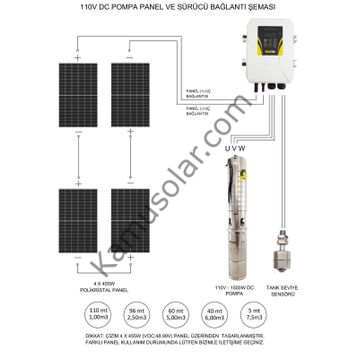 Hegel 110 V 13.5 A V1 DC Solar Dalgıç Pompa