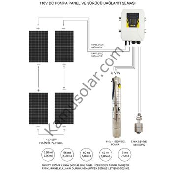 Hegel 110 V 13.5 A V1 DC Solar Dalgıç Pompa