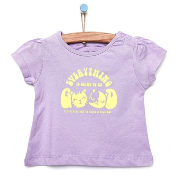 HelloBaby Kız Bebek Ekru Basic Çiçek Baskılı T-Shirt