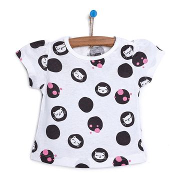 HelloBaby Kız Bebek Ekru Basic Çiçek Baskılı T-Shirt