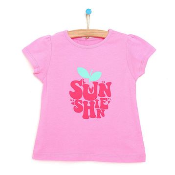 HelloBaby Kız Bebek Ekru Basic Çiçek Baskılı T-Shirt