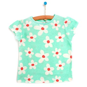 HelloBaby Kız Bebek Ekru Basic Çiçek Baskılı T-Shirt