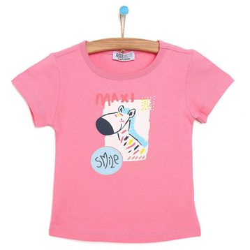 HelloBaby Kız Bebek Ekru Basic Çiçek Baskılı T-Shirt