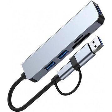 Hepu HP-B06 5in1 USB Type-C Girişli HUB Çoklayıcı Kart Okuyucu