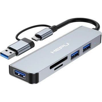 Hepu HP-B06 5in1 USB Type-C Girişli HUB Çoklayıcı Kart Okuyucu