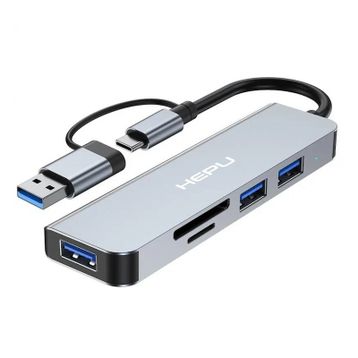 Hepu HP-B06 5in1 USB Type-C Girişli HUB Çoklayıcı Kart Okuyucu
