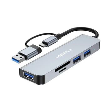 Hepu HP-B06 5in1 USB Type-C Girişli HUB Çoklayıcı Kart Okuyucu
