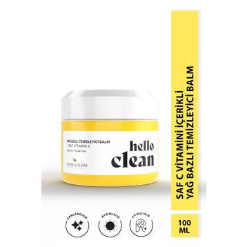 Herbaderm Hello Clean Yüz Dudak ve Göz İçin Yağ Bazlı Balm Saf C Vitaminli 100 ml Temizleyici Balm