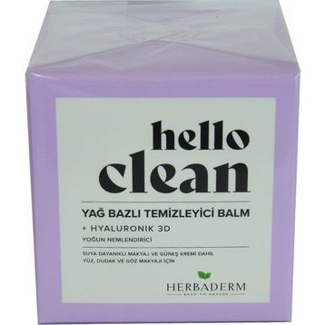 Herbaderm Hello Clean Yüz Dudak ve Göz İçin Yağ Bazlı Hyaluronik 3D 100 ml Temizleyici Balm