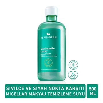 Herbaderm Niacinamide Clarity Akne Karşıtı Micellar 500 ml Makyaj Temizleme Suyu