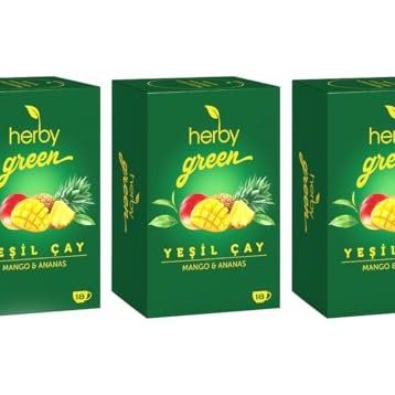 Herby 18'li Mango ve Ananas Yeşil Çay (3 adet)
