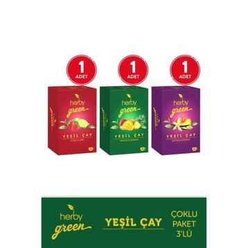 Herby 3'lü Yeşil Kahve Çekirdekli Fit Çay