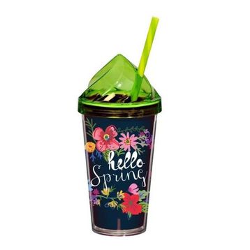 Herevin 540 cc Hello Spring Desenli Pipetli Bardak