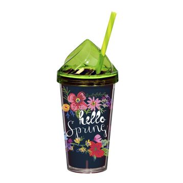Herevin 540 cc Hello Spring Desenli Pipetli Bardak