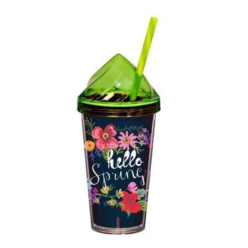 Herevin 540 cc Hello Spring Desenli Pipetli Bardak