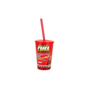 Herevin Cars Kırmızı 340 ml Pipetli Bardak