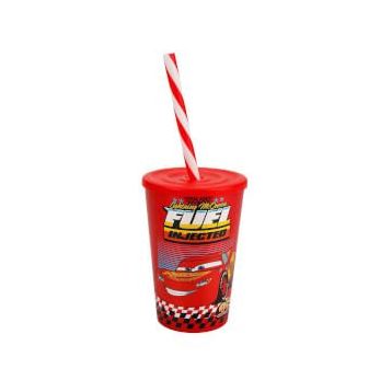 Herevin Cars Kırmızı 340 ml Pipetli Bardak