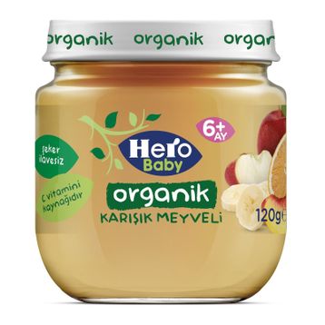Hero Baby 125 gr Organik Karışık Meyve Püreli Kavanoz Mama