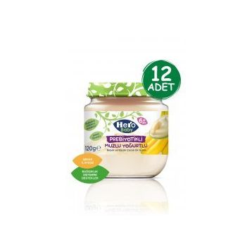 Hero Baby 12x120 gr Prebiyotikli Muzlu Yoğurtlu Kavanoz Mama