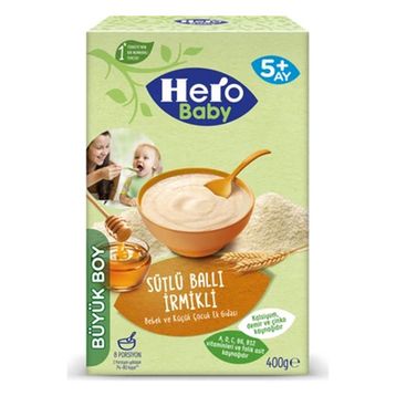 Hero Baby 400 gr Sütlü Meyveli 8 Tahıllı + 400 gr Sütlü Ballı İrmikli Kaşık Maması