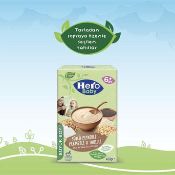 Hero Baby 4x400 gr Sütlü Peynirli Pekmezli 8 Tahıllı Kaşık Maması