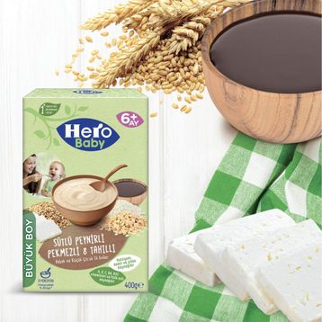 Hero Baby 4x400 gr Sütlü Peynirli Pekmezli 8 Tahıllı Kaşık Maması