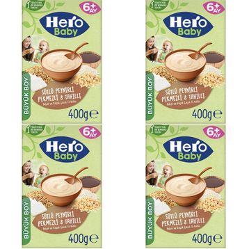 Hero Baby 4x400 gr Sütlü Peynirli Pekmezli 8 Tahıllı Kaşık Maması