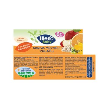 Hero Baby 6+ Ay 125 gr Karışık Meyveli Yulaflı Kavanoz Mama