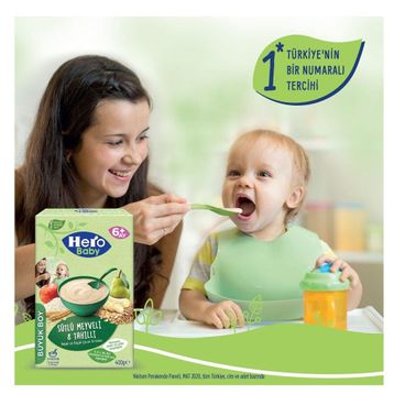 Hero Baby 6+ Ay 400 gr Sütlü 8 Tahıllı Meyveli Kaşık Maması