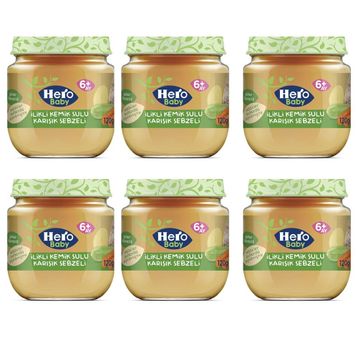 Hero Baby İlikli Kemik Sulu Karışık Sebzeli 6x120 gr Kavanoz Mama