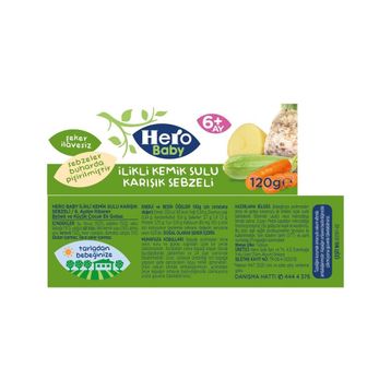 Hero Baby İlikli Kemik Sulu Karışık Sebzeli 6x120 gr Kavanoz Mama