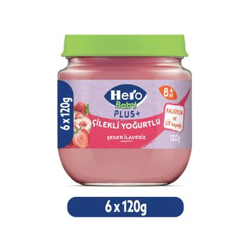 Hero Baby Plus Çilekli Yoğurtlu 6x120 gr Kavanoz Mama