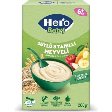 Hero Baby Sütlü 8 Tahıllı Meyveli 200 gr Kaşık Mama