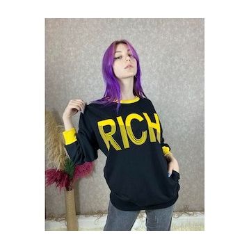 Herotasarım Siyah Baskılı Sweatshirt