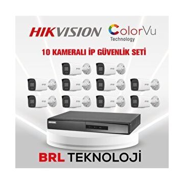 Hikvision DS-2CD1047G2H-LIUF 4MP ColorVu 40M Sesli Bullet IP Güvenlik Kamerası Seti - 10 Kameralı