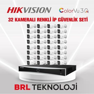 Hikvision DS-2CD1047G2H-LIUF 4MP ColorVu 40M Sesli Bullet IP Güvenlik Kamerası Seti - 32 Kameralı