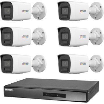 Hikvision DS-2CD1047G2H-LIUF 4MP ColorVu 40M Sesli Bullet IP Güvenlik Kamerası Seti - 6 Kameralı