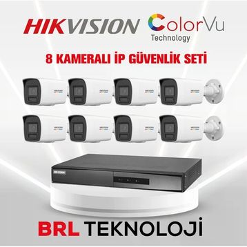 Hikvision DS-2CD1047G2H-LIUF 4MP ColorVu 40M Sesli Bullet IP Güvenlik Kamerası Seti - 8 Kameralı