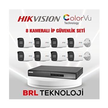 Hikvision DS-2CD1047G2H-LIUF 4MP ColorVu 40M Sesli Bullet IP Güvenlik Kamerası Seti - 8 Kameralı