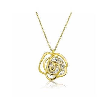 HİLALSHOP ​925 Ayar Gümüş Gold Gül Kadın Gümüş Kolye