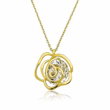 HİLALSHOP ​925 Ayar Gümüş Gold Gül Kadın Gümüş Kolye