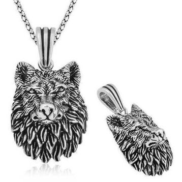 HİLALSHOP ​925 Ayar Gümüş Kurt Kafası Kolye