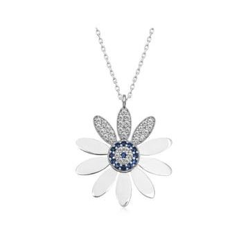 HİLALSHOP 925 Ayar Gümüş Nazarlı Papatya Kadın Gümüş Kolye
