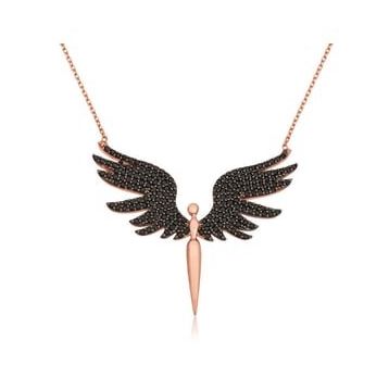 HİLALSHOP 925 Ayar Siyah Mikail Meleği Çok Renkli Kadın Gümüş Kolye